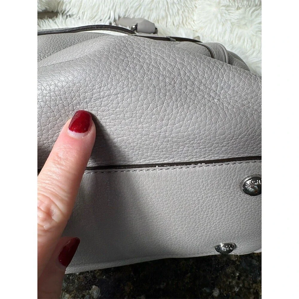 Michael Kors Satchel Shoulder Bag Womens Medium Gray Pebbled Leather MK